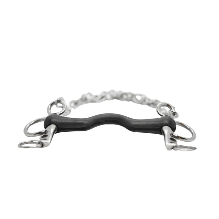 Mors pelham droit avec passage de langue. Caoutchouc souple pour plus de confor pour le cheval. Vendu uniquement chez Topmors.