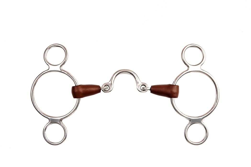 Double-jointed half-moon snaffle bit with adjustable shanks