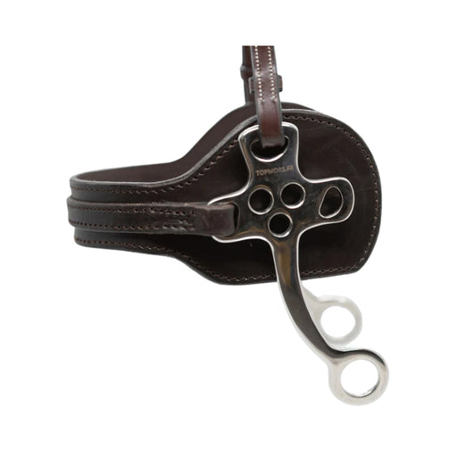 Mors Sélection Fouilloux Hackamore petites branches plates inox Topmors Fontainebleau cuir de veau