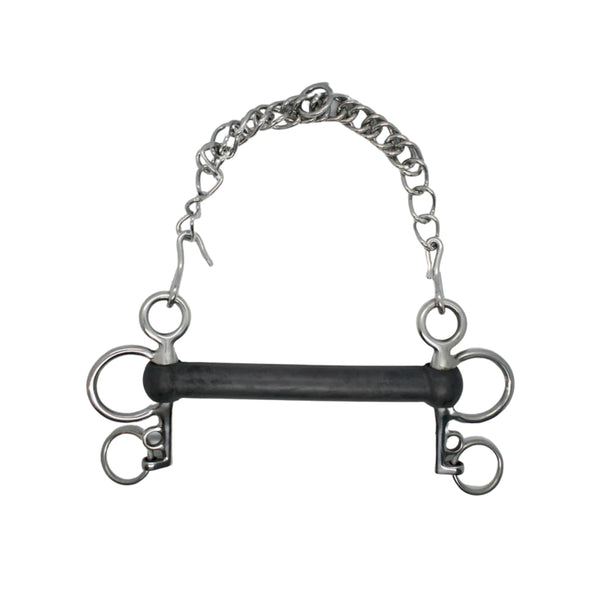 Embouchure De Filet Pelham En Caoutchouc Flexible - 5 1/4 à 5 1/2, Avec Chaîne De Jonction